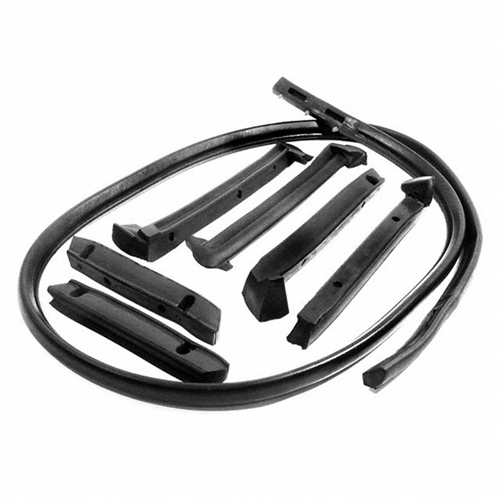 Convertible Top Rail Kit. 7-Piece set includes all right and left side top rail seals and rear bow s
